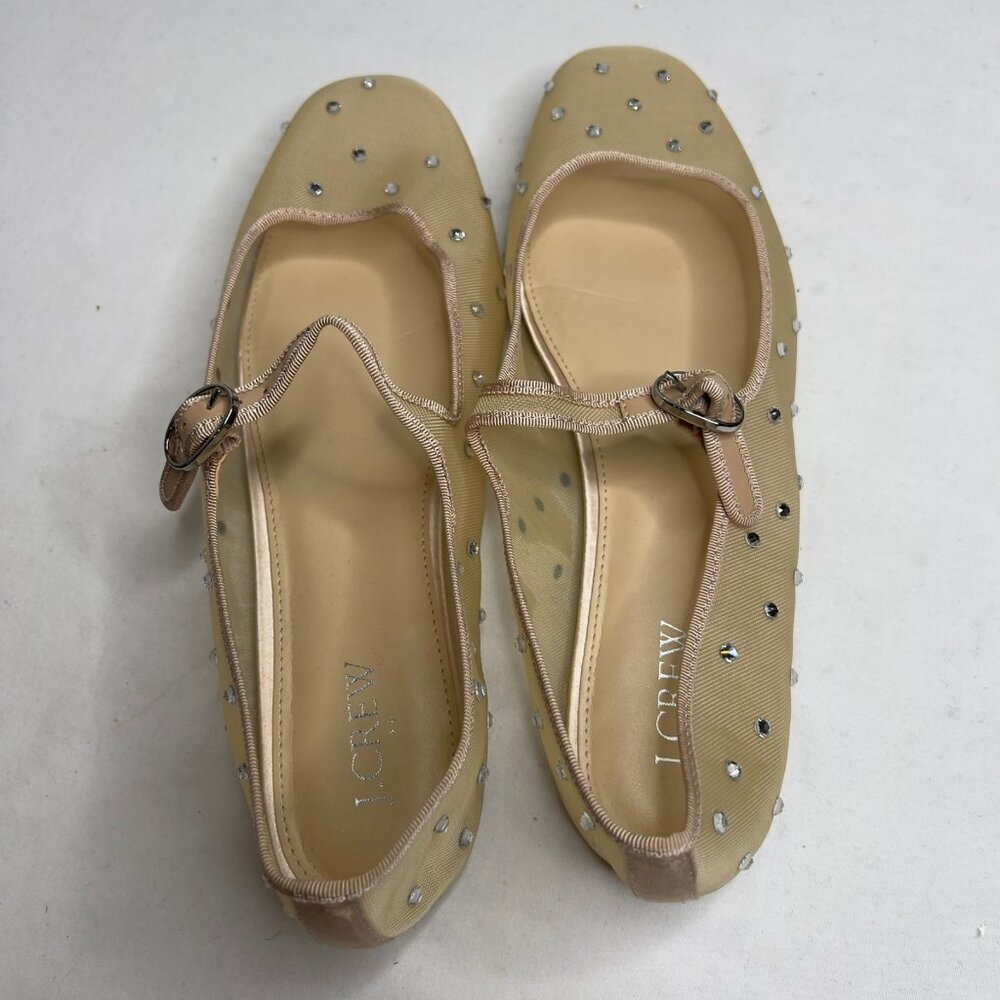 J.Crew Womens Mesh Rhinestone Mary Jane Flats Size 10 CD238 - Picture 5 of 13